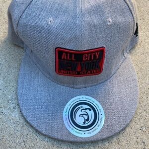 New York All City Gray Solid Snapback Adjustable Streetwear Cotton Patch T&T NWT